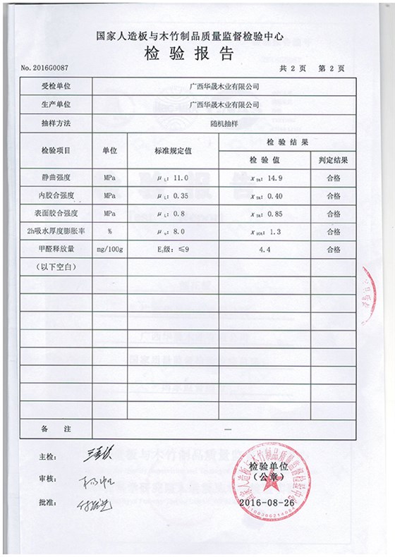 华晟刨花板15E1检测报告3